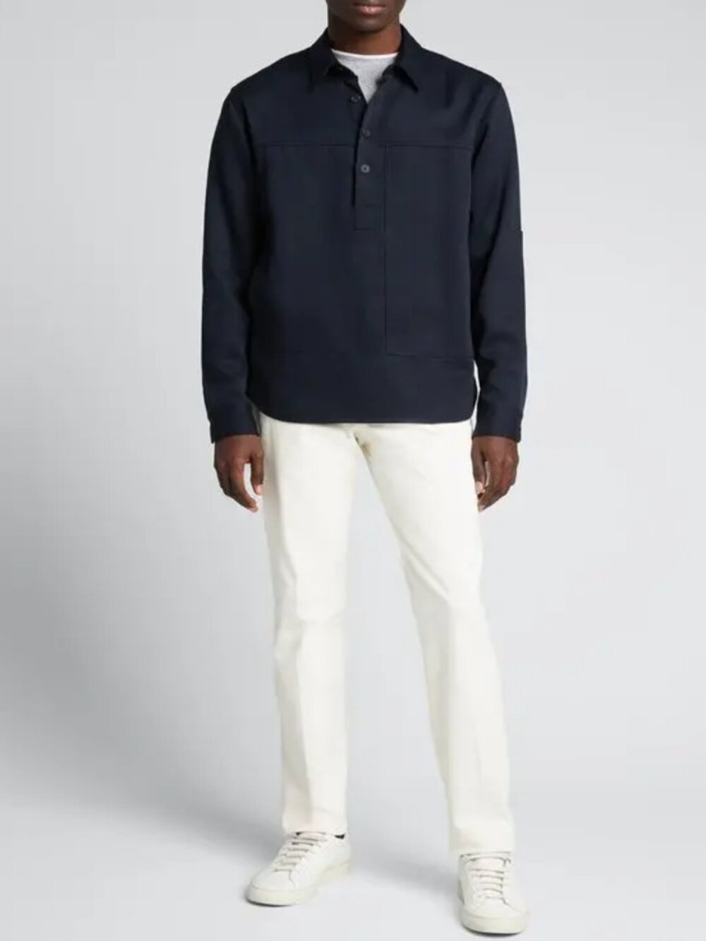 Vince Twill Popover Pullover Shirt Coastal Dark Blue NWT M $245
